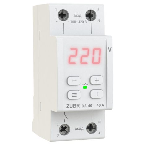 Реле контроля напряжения DS Electronics ZUBR D2-40A с термозащитой (red)